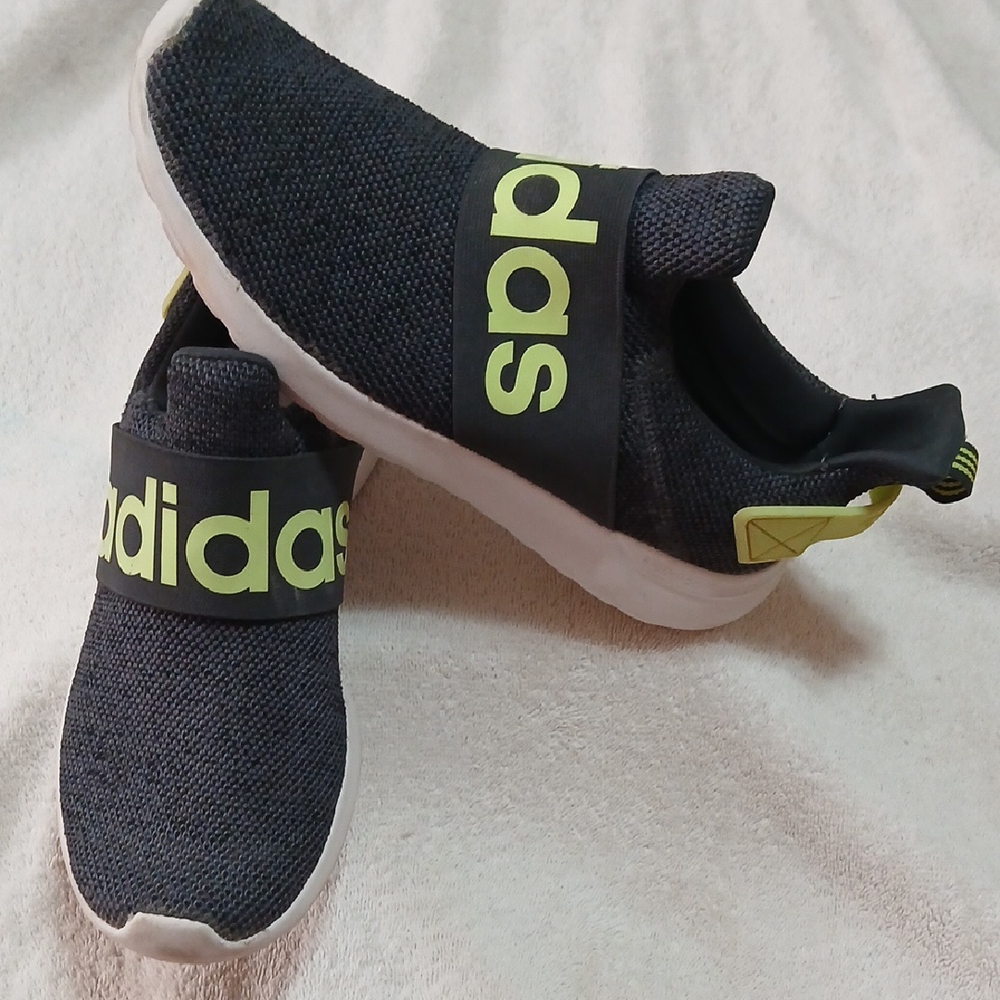 Adidas Men's Slip-On Athletic Shoes in Black with Neon Yellow Accents